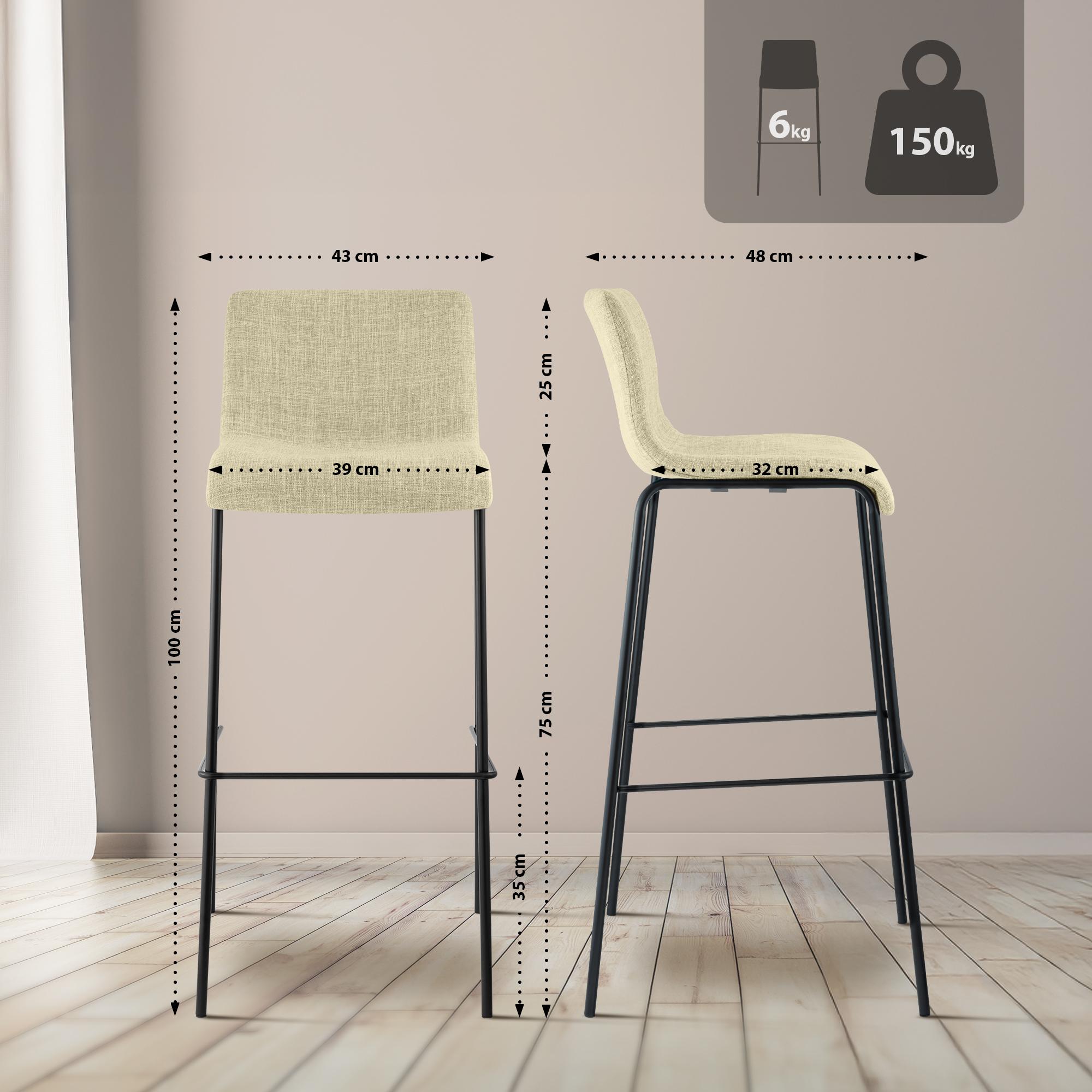 Taburete de bar Hover de tela con base de cuatro patas