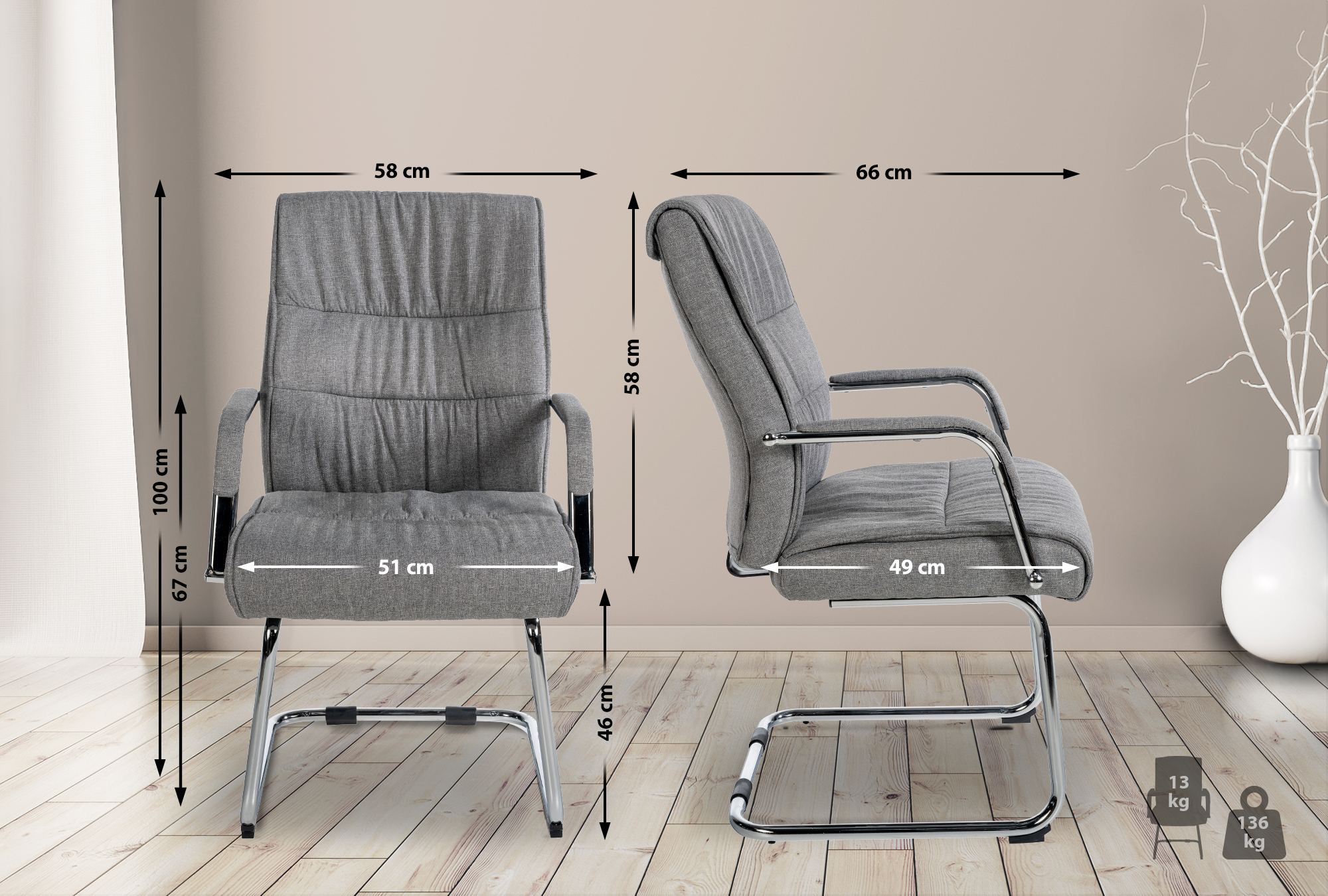 Silla Estilo Cantilever Sievert en Tela