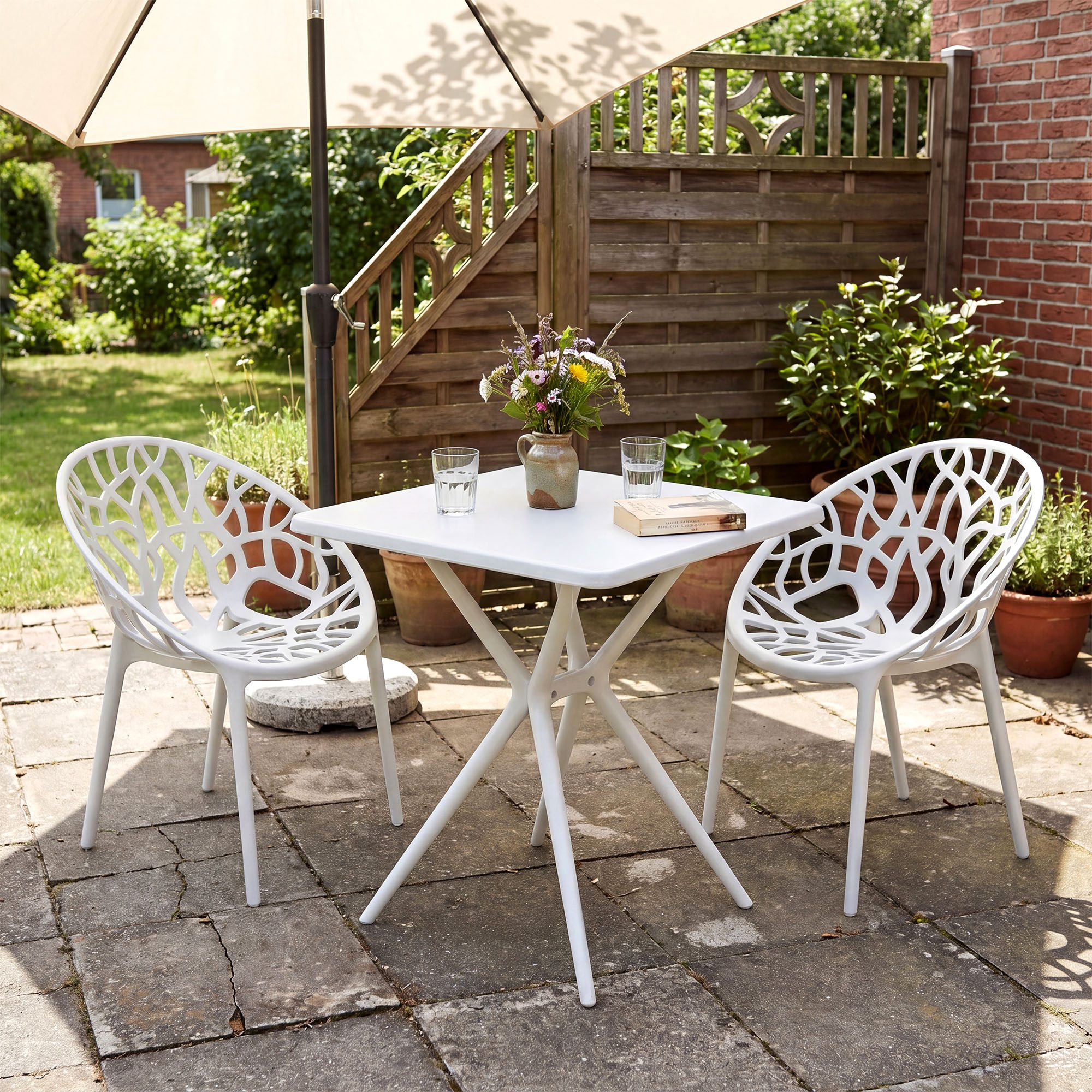 Set de muebles de jardin Lumera con 2 sillas