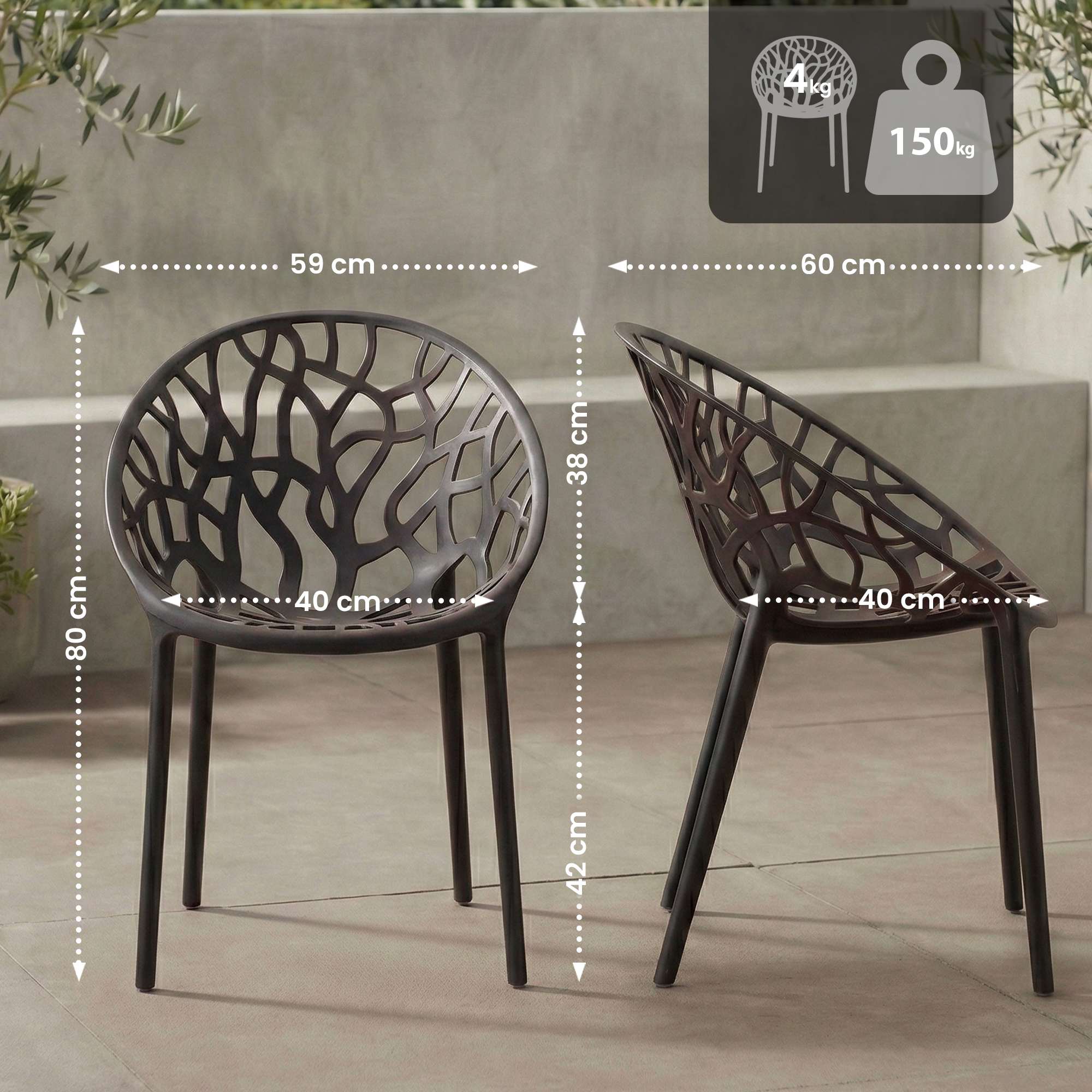 Juego de 2 Sillas de Jardín Hope