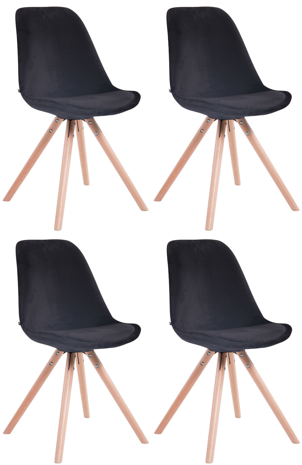 Set de 4 sillas de comedor Toulouse Rund en terciopelo