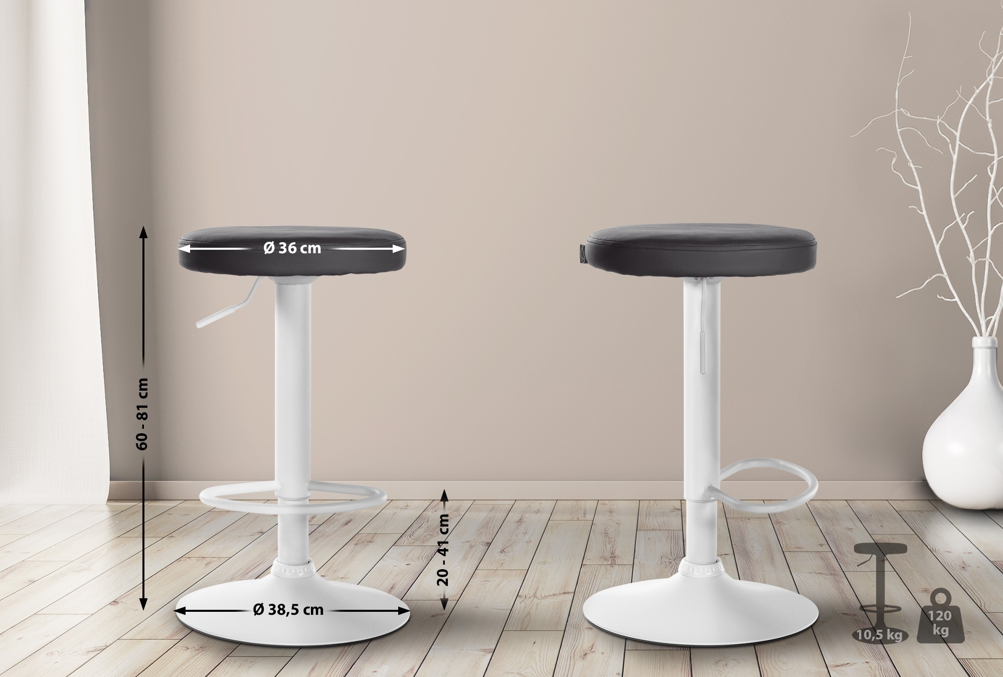 Set de 2 taburetes de bar Ponte en polipiel