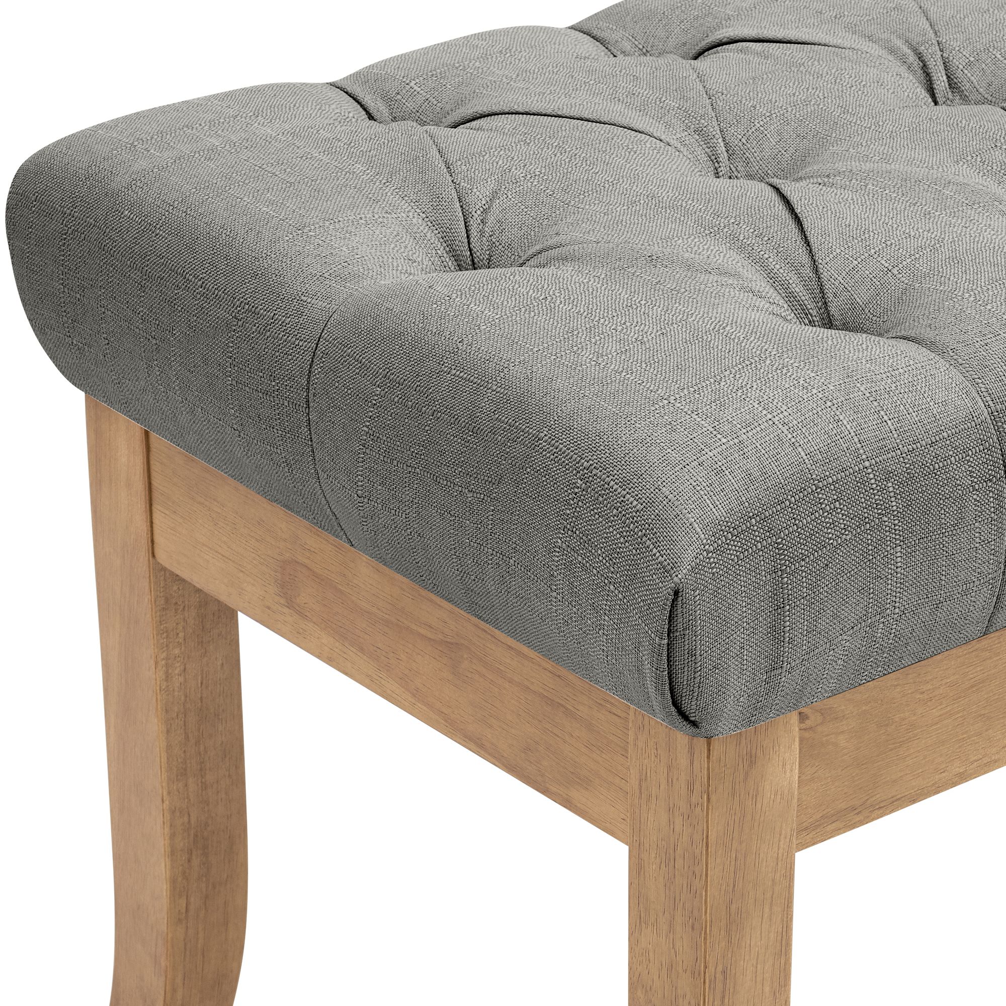 Banco Ramses tapizado en tela con estructura de madera clara